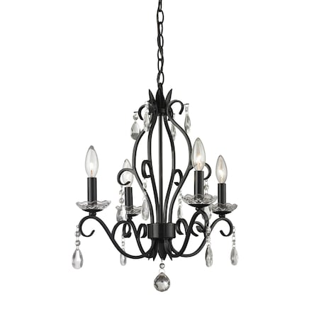 Z-Lite Princess Chandeliers 4 Light Mini Chandelier, Matte Black 425MB